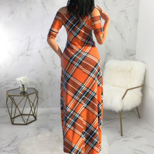 SC Sexy Fashion Plaid Print Long Dress SMR-11550