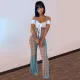 SC Short Sleeve High Waisted Plaid Two Piece Set GLF-08136