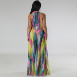 SC Tie-dye Print Big Split Beach Cover Up Dress TE-4607
