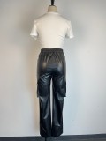 SC Tight Low Waist PU Leather Pants GWDS-230389