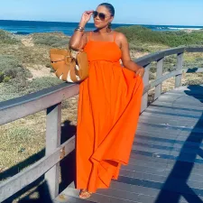 SC Plus Size Solid Sling Big Swing Dress NY-10430
