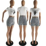 SC Stripe Fashion Slim Shorts FOSF-8347