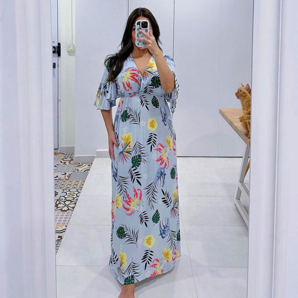 SC Fashion Short Sleeve Print Maxi Dress FSXF-F502