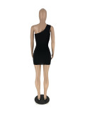 SC Solid Single Shoulder Mini Dress ZDF-31279