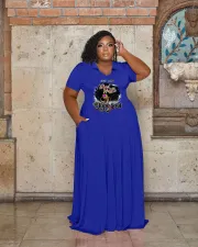 SC Plus Size Print Lapel Neck Maxi Dress WAF-7439298