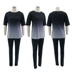 SC Classic Casual Gradient Short Sleeve And Pants Two Piece Set HNIF-1135