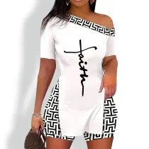 SC Split Letter Print Short Sleeve Suit HNIF-ZHZ005