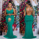 SC Solid Color Tie Up Slim Maxi Dress BY-6232