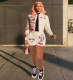 SC Fashion Print Baseball Coat And Shorts Two Piece Set XYF-9302