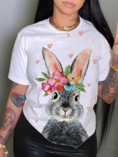 SC Easter Rabbit Print O Neck T Shirt SH-390476