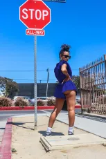 SC Solid Color Crop Tops And Shorts Two Piece Set WY-86826