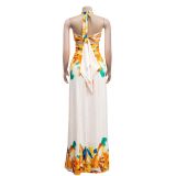 SC Sexy Contrast Color Tie Up Maxi Dress BY-6263