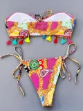 SC Sexy Print Wrap Chest Swimsuit 2 Piece Set CSYZ-C823K