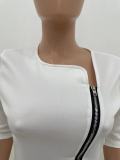 SC Fashion Zipper Five-point Sleeve Top XYKF-9277