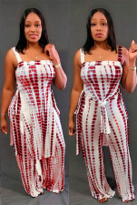 SC Casual Print Sling Split Top Pants Two Piece Set QXTF-8153
