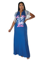 SC Plus Size Fashion Tassel Short Sleeve Pocket Long Dress BYMF-60867