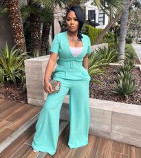 SC Fashion Deep V Waist Belt Jumpsuit YIM-325