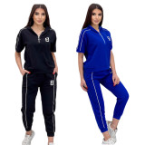 SC Fashion Casual Short Sleeve Hooded And Pants Two Piece Set CY-2805