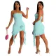 SC Ruffled Solid Color Sexy Wrap Chest Irregular Mini Dress YF-10475