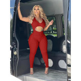 SC Solid Hollow Out Deep V Neck Jumpsuit XYKF-9326