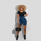 SC Casual T-shirt Leopard Print Sling Shorts Two Piece Set NYMF-222