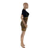 SC Casual T-shirt Leopard Print Sling Shorts Two Piece Set NYMF-222