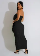 SC Solid Color Tube Tops Slim Maxi Dress TR-1243