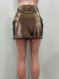 SC Solid Color Zipper Short Skirt LSL-6511