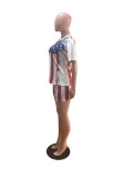 SC Plus Size American Flag Print Casual Two Piece Set OM-1608