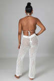SC Sexy Tassels Hollow Out Halter Top Pants Two Piece Set OSM-4389