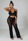 SC Sexy Tassels Hollow Out Halter Top Pants Two Piece Set OSM-4389