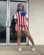 SC Plus Size American Flag Print Casual Two Piece Set OM-1608
