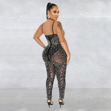 SC Mesh Hot Drill Sling Jumpsuit BY-6272