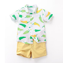 SC Boys' Print Short Sleeve Shirt Shorts Casual Two Piece Set YKTZ-2608