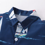 SC Boys' Sailboat Short Sleeve Shirt Shorts Casual Two Piece Set YKTZ-2601