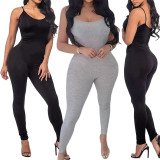 SC Tight Backless Solid Sling Jumpsuit SH-390478