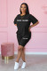 SC Letter Print Short Sleeve Shorts Two Piece Set QKYF-71337