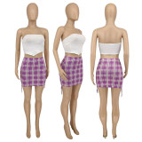 SC Plaid Print Pleated Half Skirt WMEF-02065