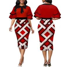 SC Sexy Fashion Print Short Sleeve Midi Dress SMR-11548