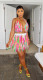 SC See-through Knitted Tassel Multicolor Beach Skirt Set YMEF-5155