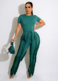 SC Solid Color Casual Tassel Two Piece Pants Set OD-8548