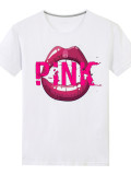 SC Plus Size PINK Letter Print Short Sleeve T Shirt SXF-30401