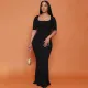 SC Solid Color Square Collar Mermaid Dress SFY-2307