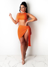 SC Fashion Sexy Tie Tank Top Skirt Two Piece Set AWN-AN1013
