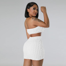 SC Sexy Wrap Chest Crop Tops And Skirt 2 Piece Set YF-10466