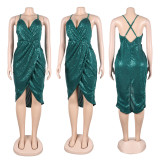 SC Plus Size Sexy Sequined Split Nightclub Dress NY-2667