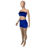 SC Sexy Velvet Tube Top And Shorts 2 Piece Sets ML-7376
