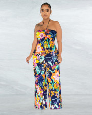 SC Wrap Chest Halter Print Wide Leg Jumpsuit ME-8324