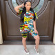 SC Plus Size Casual Printed Short Two Piece Set OM-1611