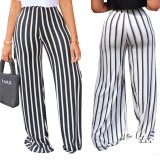 SC Striped Loose Straight Leg Pants OLYF-6118